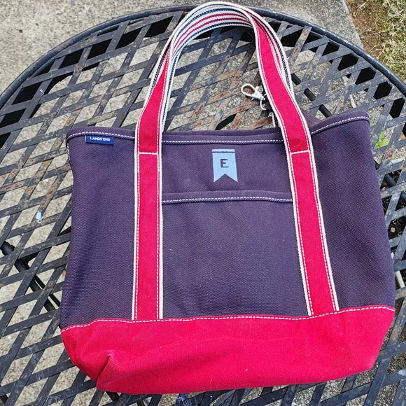 Lands' End Navy and Red Tote Bag - Picture 11 of 11